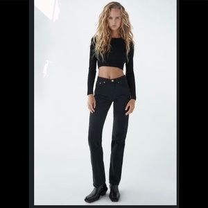 ZARA Mid-Rise Straight Leg Jeans